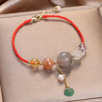 KarmaRipple's Moonstone Sunstone Beadwork Peace Buckle Talisman Balancing Bracelet