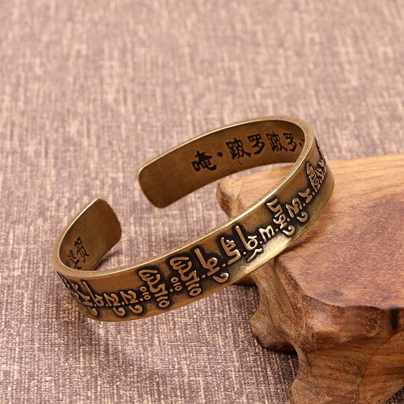KarmaRipple's Tibetan Mah¨¡pratisar¨¡ Mantra Sanskrit Copper Brass Healing Bracelet Bangle p7