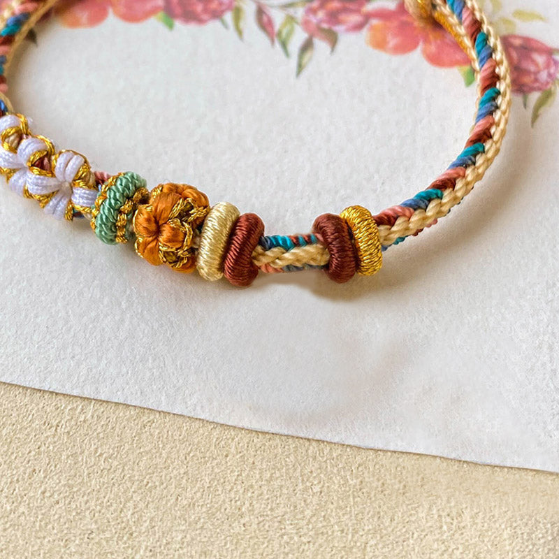 KarmaRipple's Handmade Dunhuang Color Peach Blossom Pattern Braid String Bracelet p8
