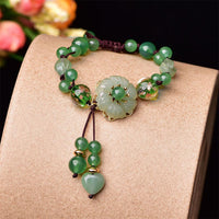 KarmaRipple's Authentic Green Jade Fortune Dangling Flower Bracelet