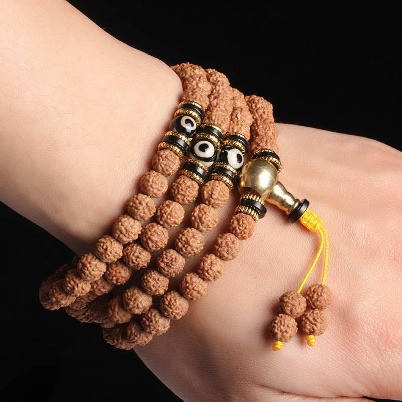 KarmaRipple's 108 Mala Beadwork Rudraksha Bodhi Seed Dzi Bead Fortune Wealth Bracelet p6
