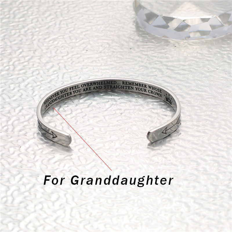 KarmaRipple's Inspirational Bracelets Personalized Gift for Her Him Engraved Mantra Cuff Bangle Crown Jewelry p6