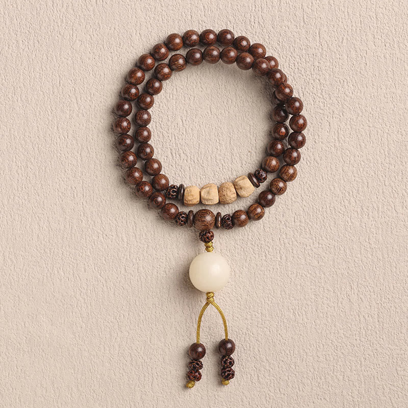 KarmaRipple's Sandalwood Small Leaf Red Sandalwood Bodhi Seed Purification Double Wrap Bracelet p5