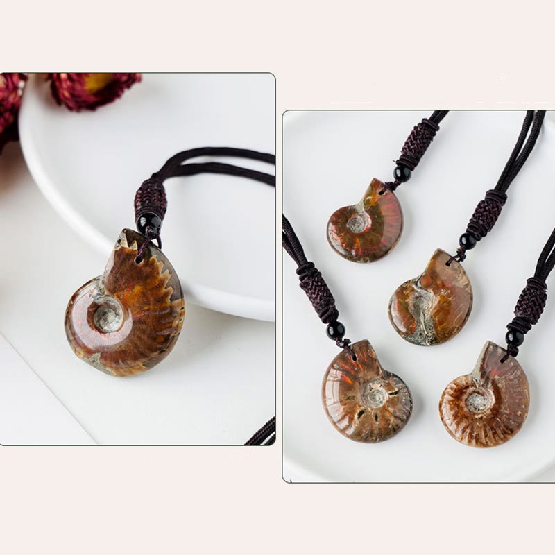 KarmaRipple's Authentic Ammonite Fossil Snail Pattern Meditation Balancing Pendant Necklace p8