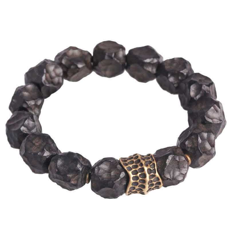 KarmaRipple's Ebony Wood Bronze Peace Balance Pair Bracelet p9