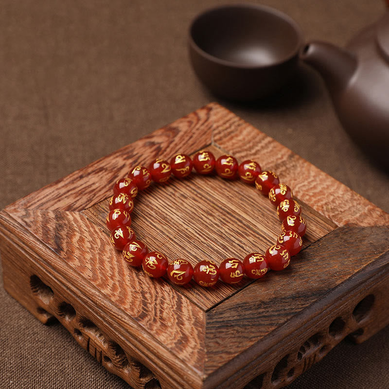 KarmaRipple's Tibet Ivory Gemstone Black Onyx Om Mani Padme Hum Meditation Bracelet p25