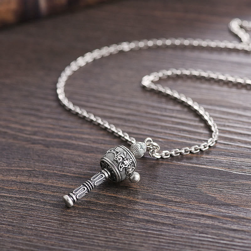 KarmaRipple's Tibetan Om Mani Padme Hum Prayer Wheel Lotus Wisdom Rotatable Pendant Necklace p13