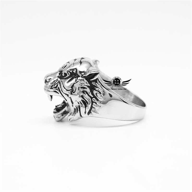 KarmaRipple's Men's Animal Tiger Head Titanium Steel Balance Calm Punk Rock Biker Ring p11