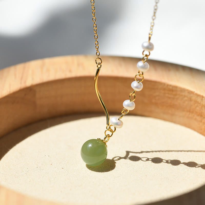 KarmaRipple's KarmaRipple's atural Hetian Jade Pearl Fortune Bead Pendant Necklace p19