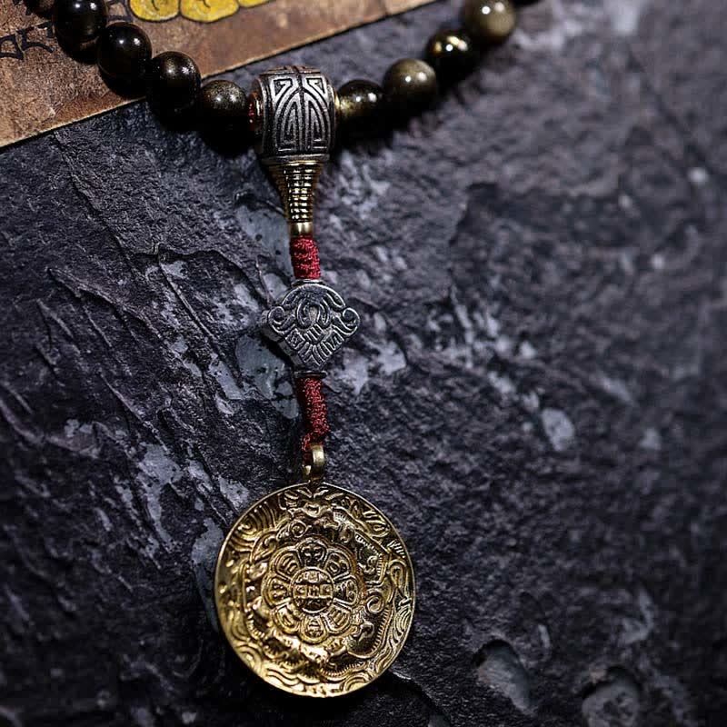 KarmaRipple's 108 Mala Beadwork Gold Sheen Obsidian Tiger Eye Eagle's Eye Stone Wealth Bracelet p22