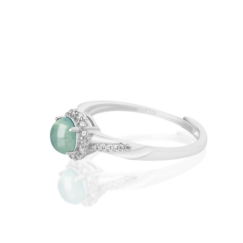 KarmaRipple's 925 Sterling Silver Round Jade Fortune Prosperity Adjustable Ring p3