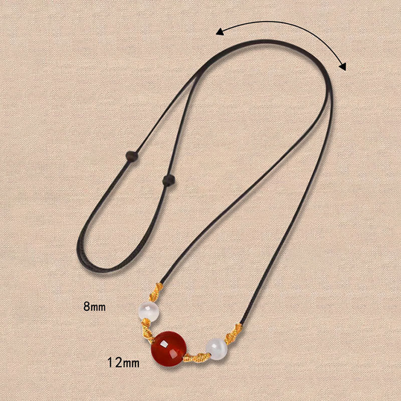 KarmaRipple's Authentic Red Agate Cat Eye Calm Woven String Bracelet Pendant Necklace p13
