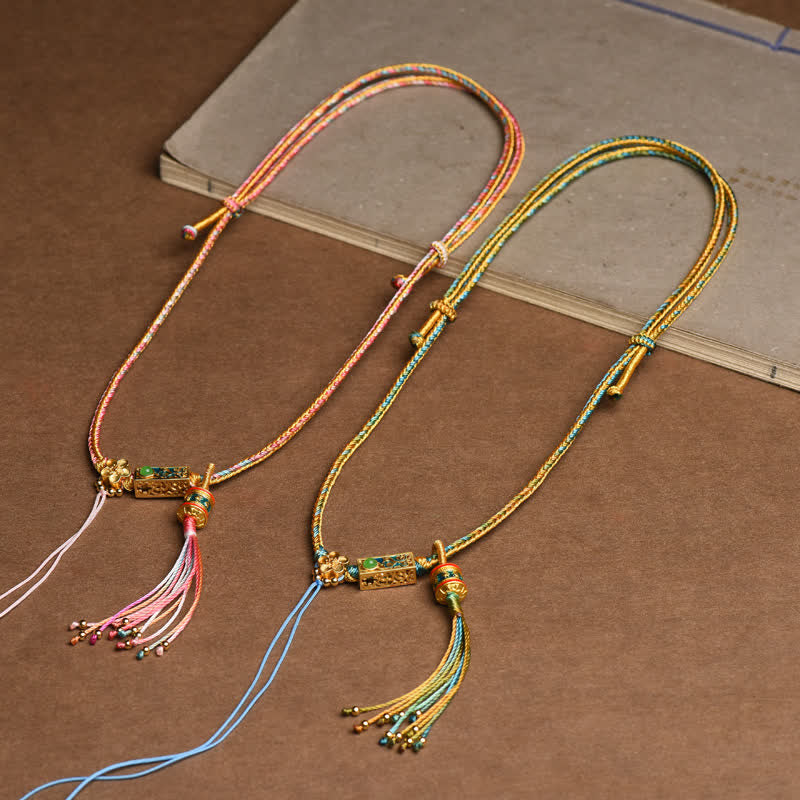 KarmaRipple's Colorful String Bronze Wealth Pendant Necklace p3
