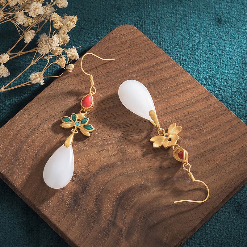 KarmaRipple's FengShui Ivory Jade Fortune Drop Earrings p7