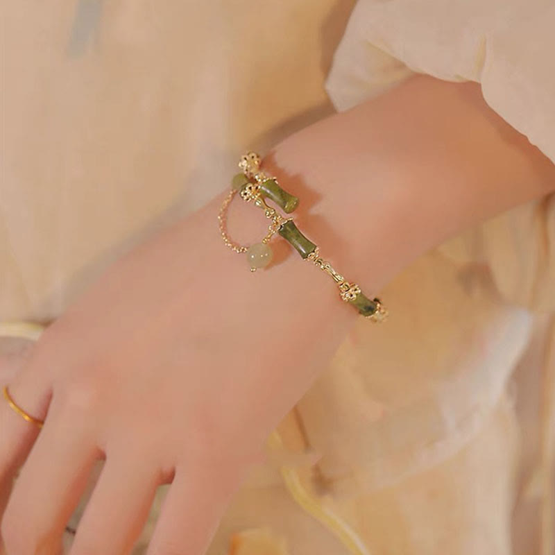 KarmaRipple's Bamboo Jade Pattern Fortune Bracelet Bangle p5
