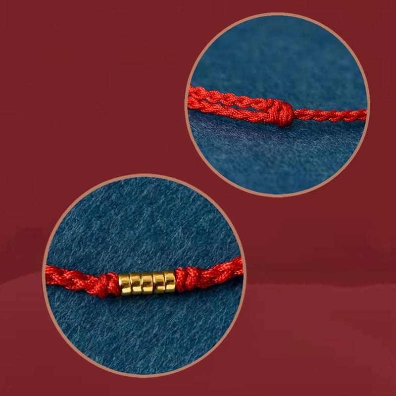 KarmaRipple's 925 Sterling Silver Fortunate Golden Bead Woven String Bracelet Anklet p15