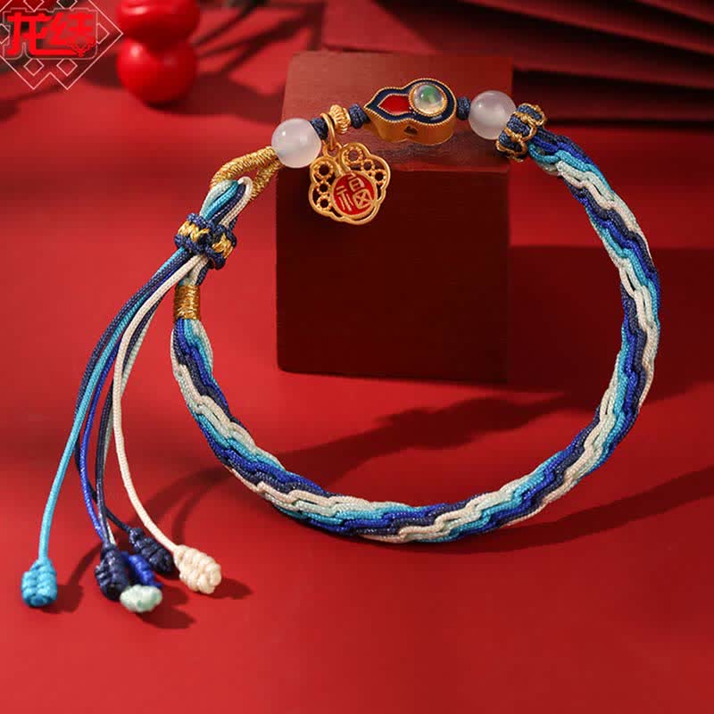KarmaRipple's 925 Sterling Silver Handmade Gourd Blessing String Reincarnation Weave Bracelet p7