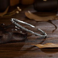 KarmaRipple's 925 Sterling Silver Handmade Vines Engraved Protection Bracelet Bangle