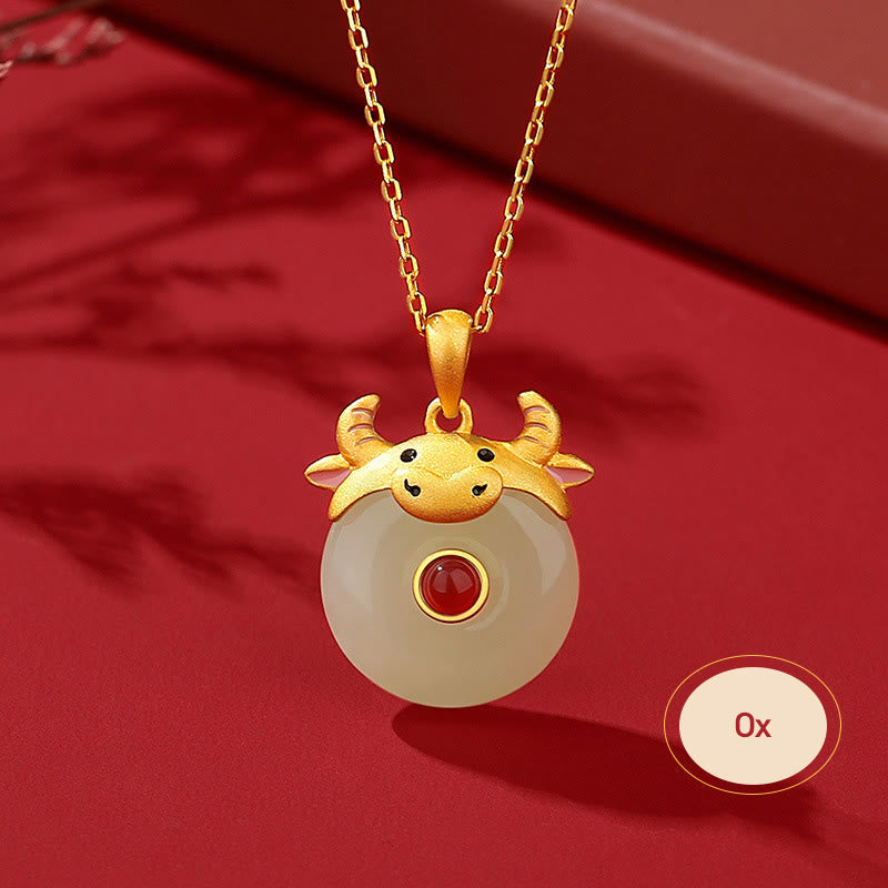 KarmaRipple's 925 Sterling Silver Hetian Jade Chinese Zodiac Year of the Dragon Red Agate Fortune Protection Pendant Necklace ( p33
