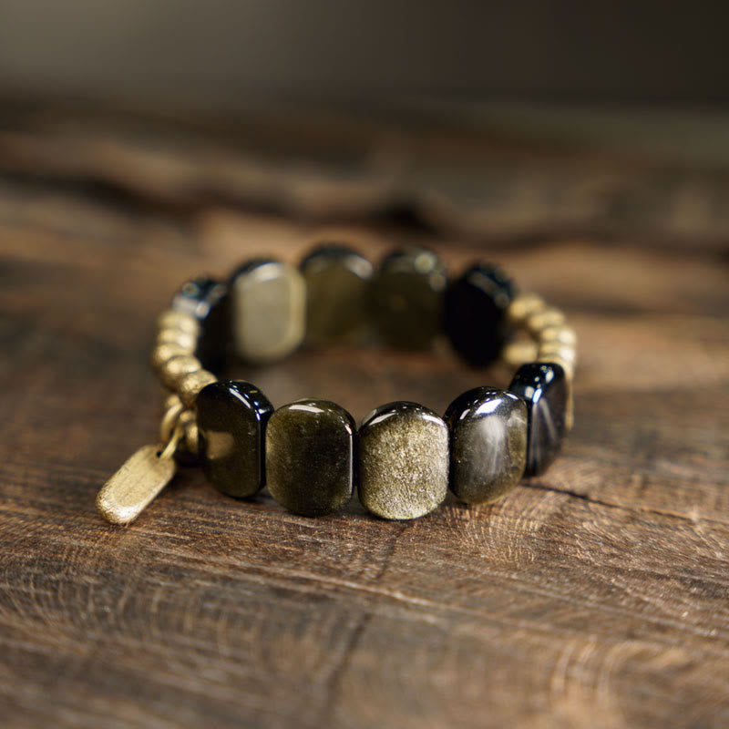 KarmaRipple's Black Obsidian Gold Sheen Obsidian Strengthen Bracelet p17