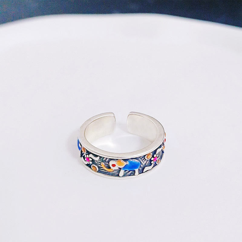 KarmaRipple's Colorful Elephant Carved Strength Adjustable Ring p3