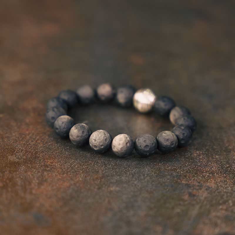KarmaRipple's Authentic Silver Sheen Obsidian Lunar Meteorite Protection Bracelet p2