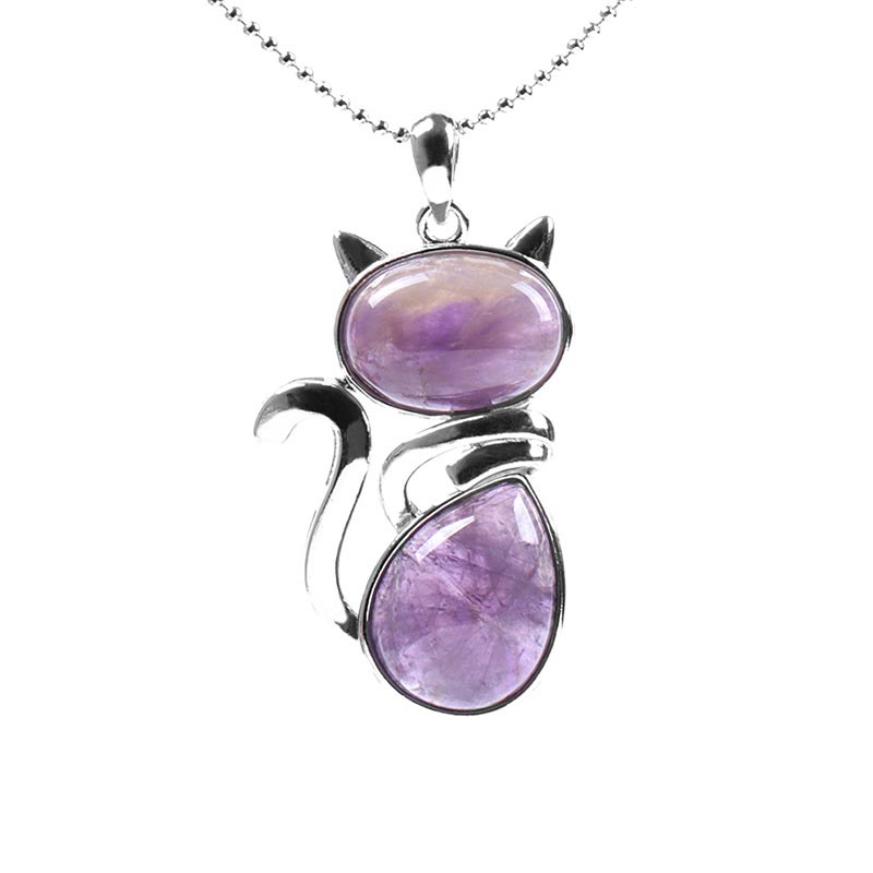 KarmaRipple's Cat Pattern Authentic Gemstone Protection Pendant Necklace p2