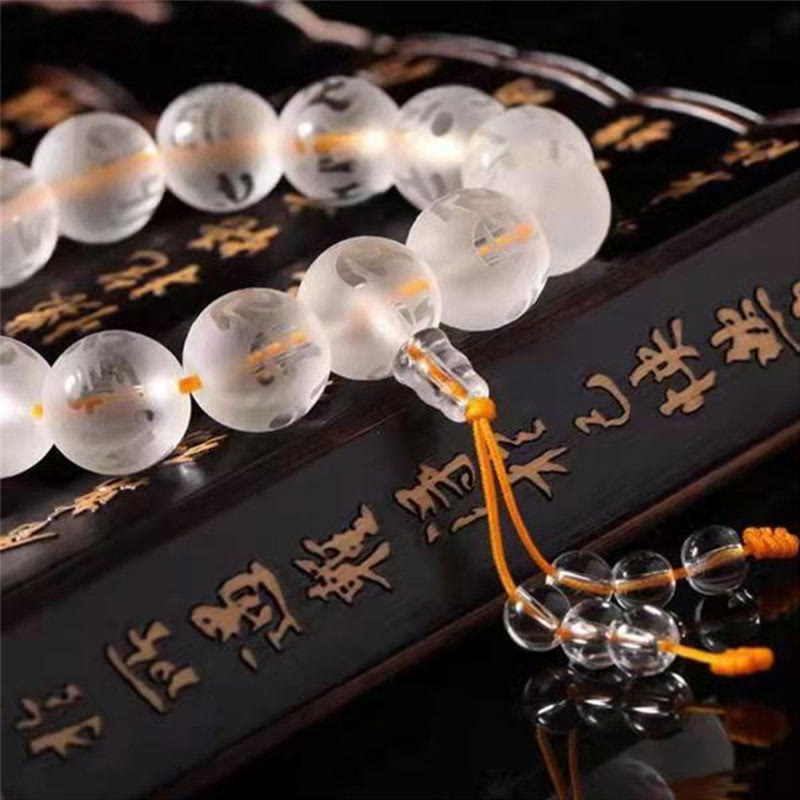 KarmaRipple's Tibet Ivory Gemstone Black Onyx Om Mani Padme Hum Meditation Bracelet p7