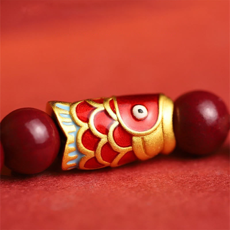 KarmaRipple's Authentic Cinnabar Fortunate Koi Fish Hetian Jade Bead Blessing Bracelet p6