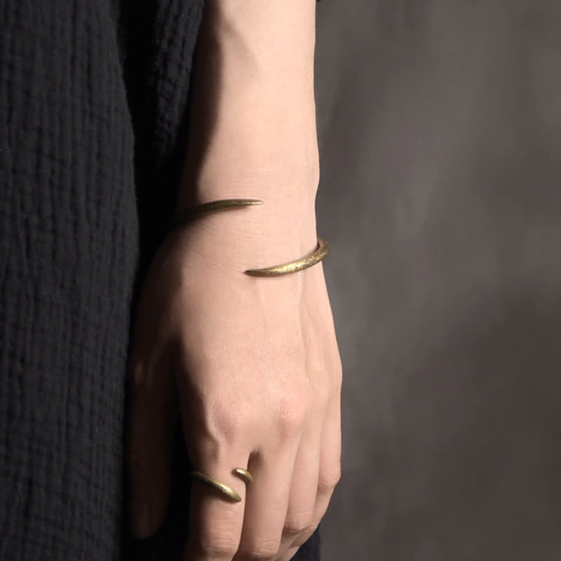 KarmaRipple's Simple Design Bronze Fortune Adjustable Cuff Bracelet p4