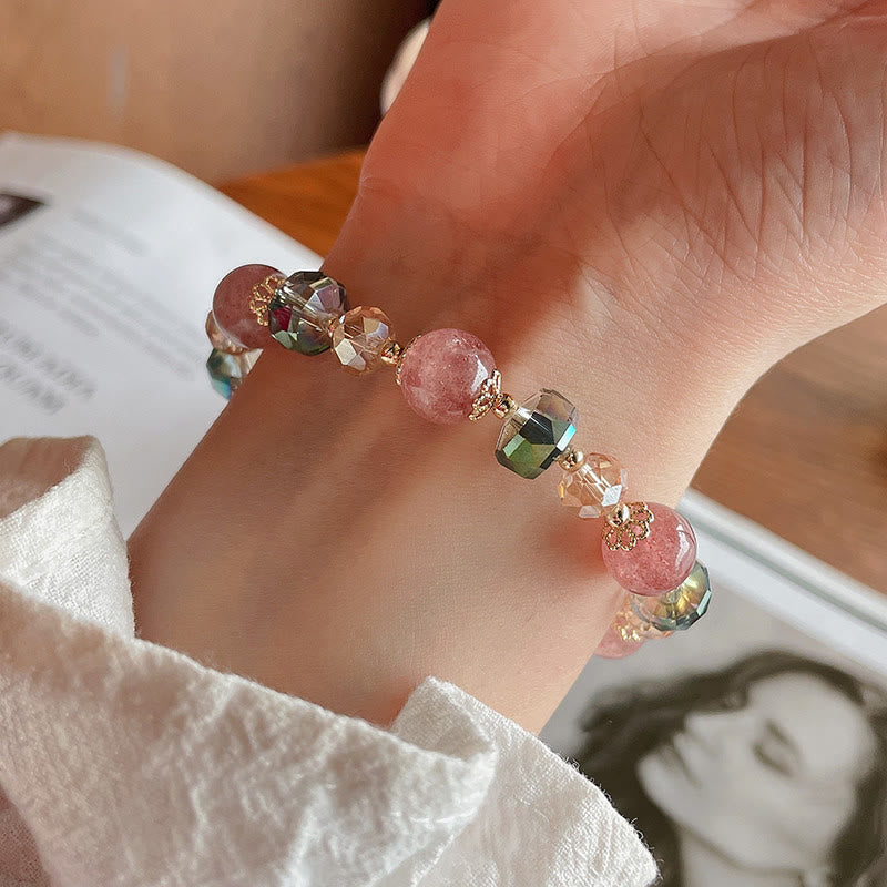 KarmaRipple's Authentic Strawberry Quartz Colorful Gemstone'sitive Bracelet p11
