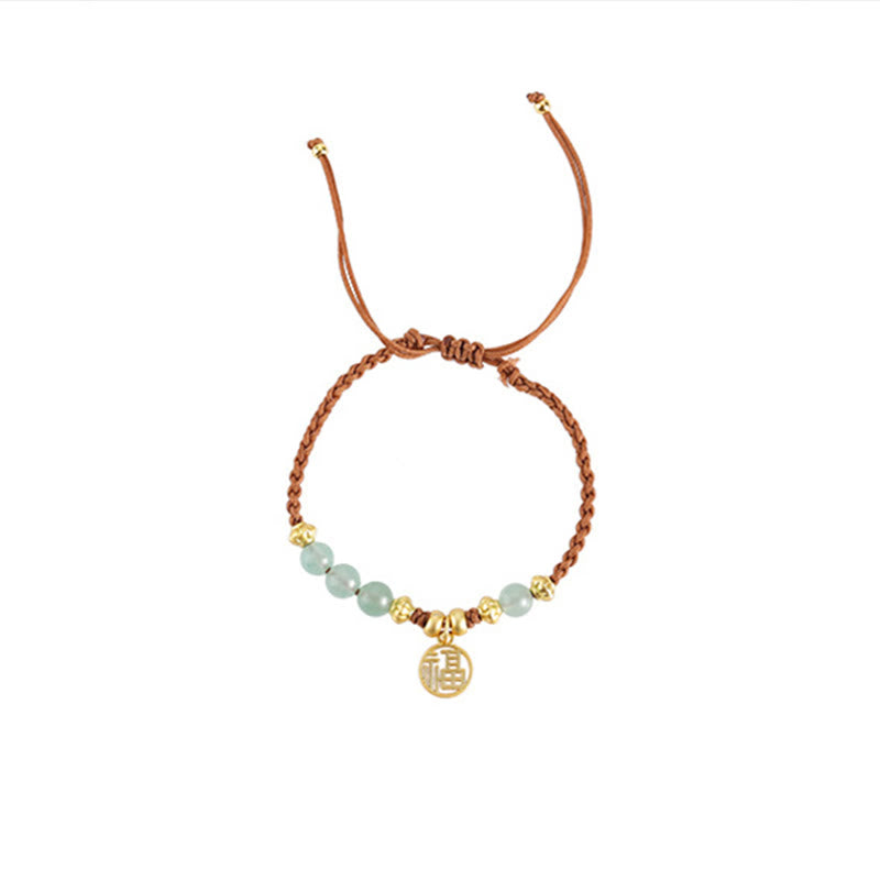 KarmaRipple's Jade Beadwork Fu Character Blessing Rope Bracelet p10