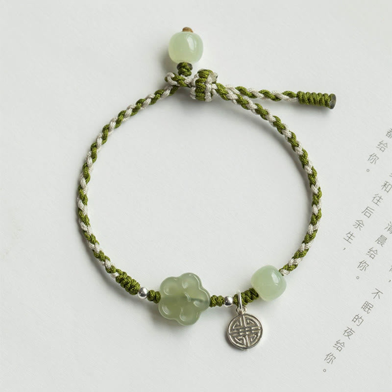 KarmaRipple's Handmade Plum Blossom Flower Jade Fortune Prosperity Woven Bracelet p2