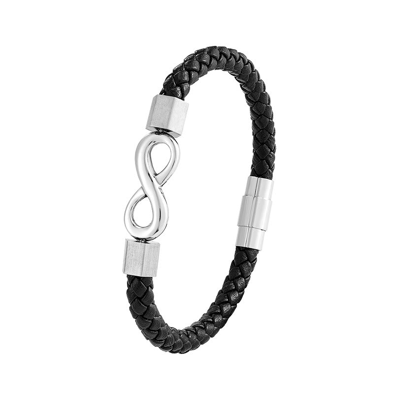 KarmaRipple's Endless Weave Titanium Steel Infinity Leather Weave Balance Bracelet p15