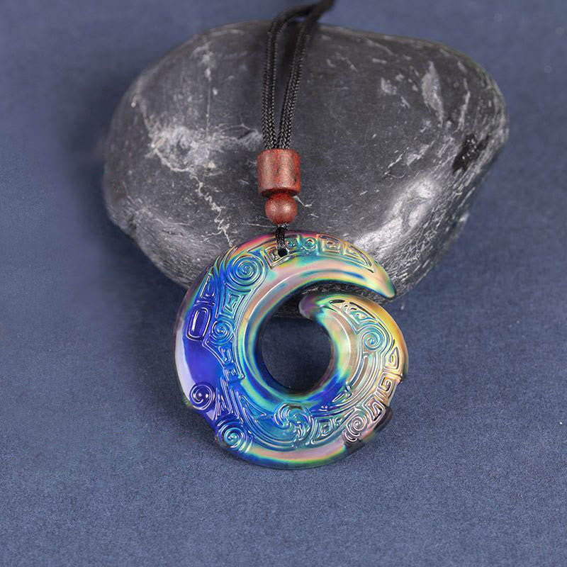 KarmaRipple's Color-Changing One's Fortune Improves Design Pattern Liuli Gemstone Pendant Necklace p11