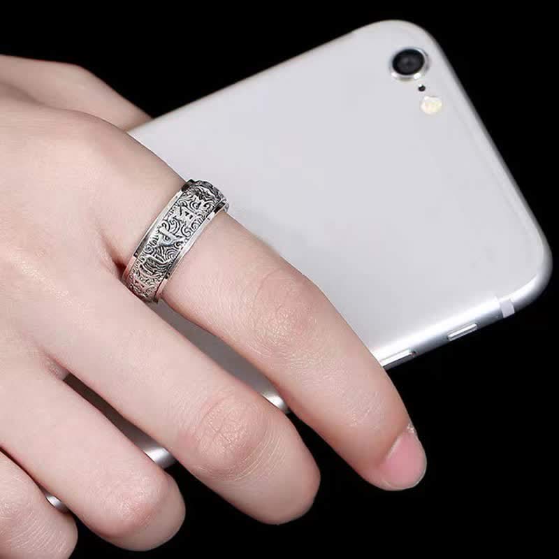 KarmaRipple's Six True Words Swastika Bronze Balancing Rotatable Ring p4