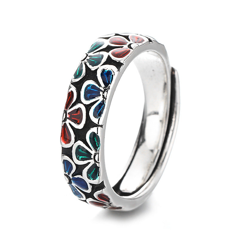 KarmaRipple's Colorful Plum Blossoms Design Balancing Bronze Adjustable Ring p4