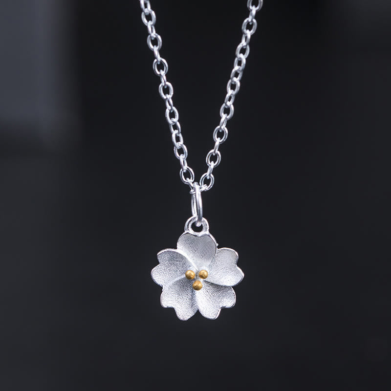 KarmaRipple's 925 Sterling Silver Cherry Blossom Flower Blessing Pendant Necklace p1