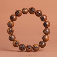 KarmaRipple's Lightning Struck Jujube Wood Yin Yang Bagua Taoist Taboo Scripture Symbol Engraved Fortune Bracelet