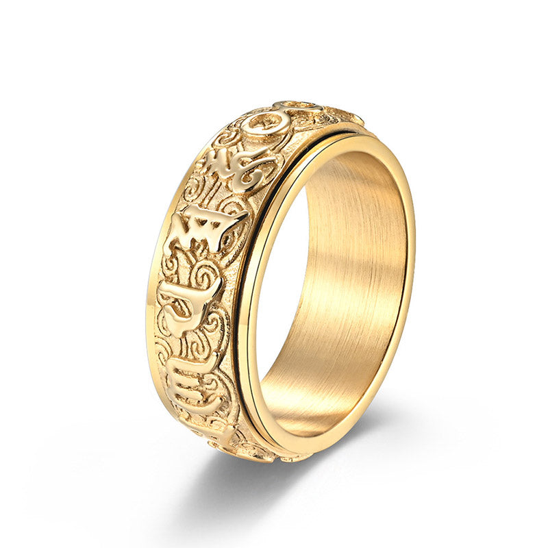 KarmaRipple's Six True Words Balance Calm Titanium Steel Ring p24