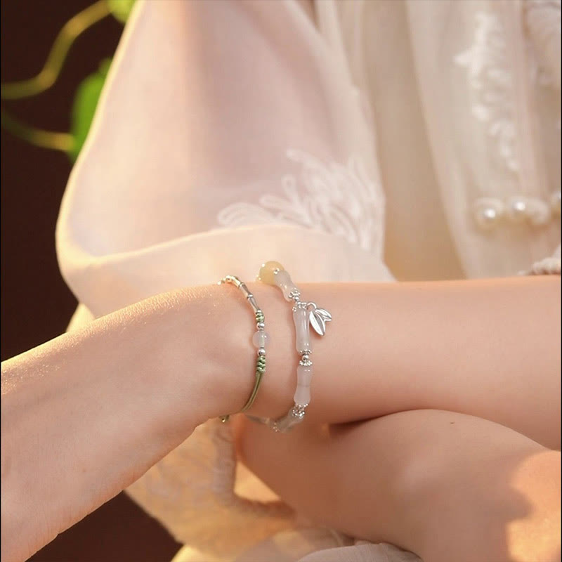 KarmaRipple's 925 Sterling Silver Authentic Tianshan Jade Bamboo Talisman Fortune Bracelet p6