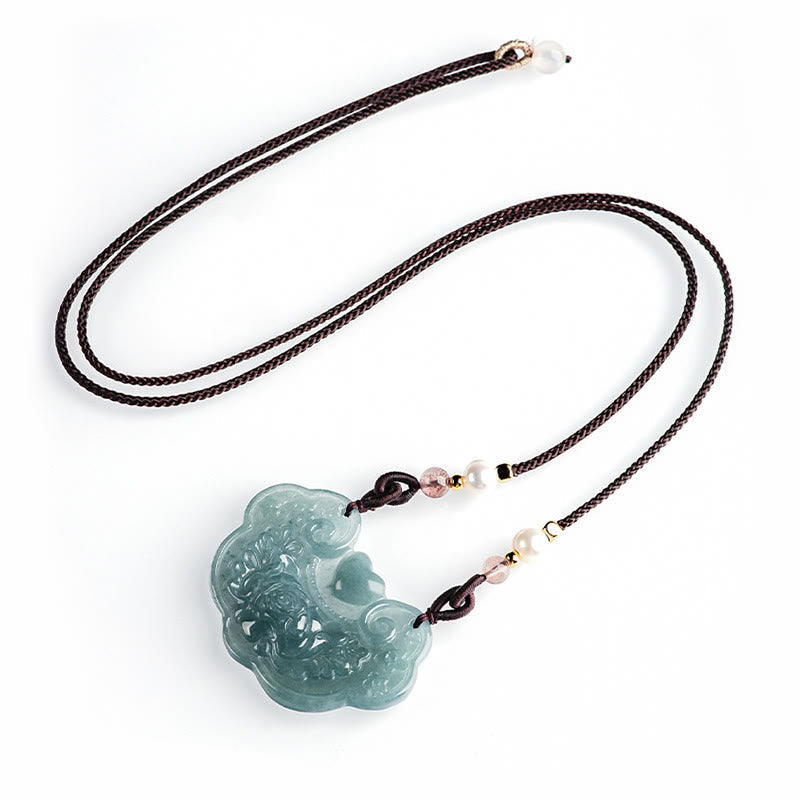 KarmaRipple's Authentic Jade Peony Flower Lock of Good Wishes Prosperity Pendant Necklace p7