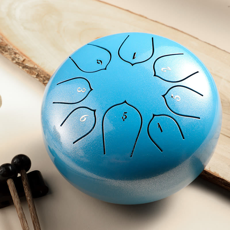 KarmaRipple's Steel Tongue Drum Sound Balancing Meditation Lotus Pattern Drum Kit 8 Note 6 Inch Percussion Instrument p31