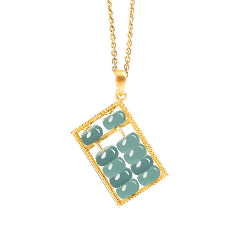 KarmaRipple's 925 Sterling Silver Authentic Jade Abacus Pattern Abundance Pendant Necklace p8