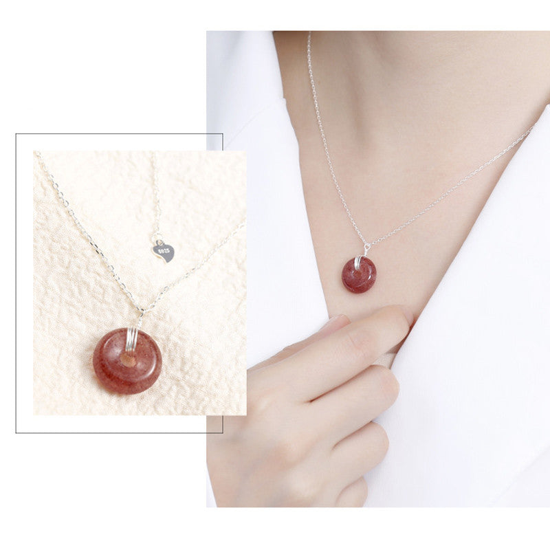 KarmaRipple's 925 Sterling Silver Strawberry Quartz Balancing Positive Pendant p11