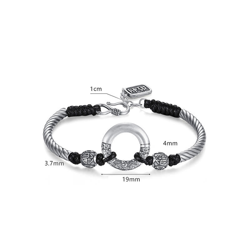 KarmaRipple's 999 Sterling Silver Fu Character Peace Buckle Bronze Coin Auspicious Clouds Fortune Bracelet p17