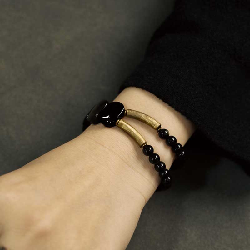 KarmaRipple's Black Obsidian Gold Sheen Obsidian Strengthen Bracelet p7