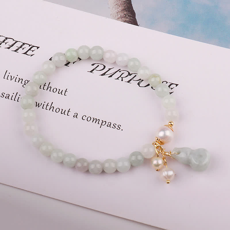 KarmaRipple's Authentic Jade Pearl Gourd Prosperity Fortune Bracelet p2