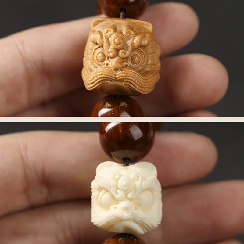 KarmaRipple's Purple Bodhi Seed Dancing Lion Wisdom Bracelet p16