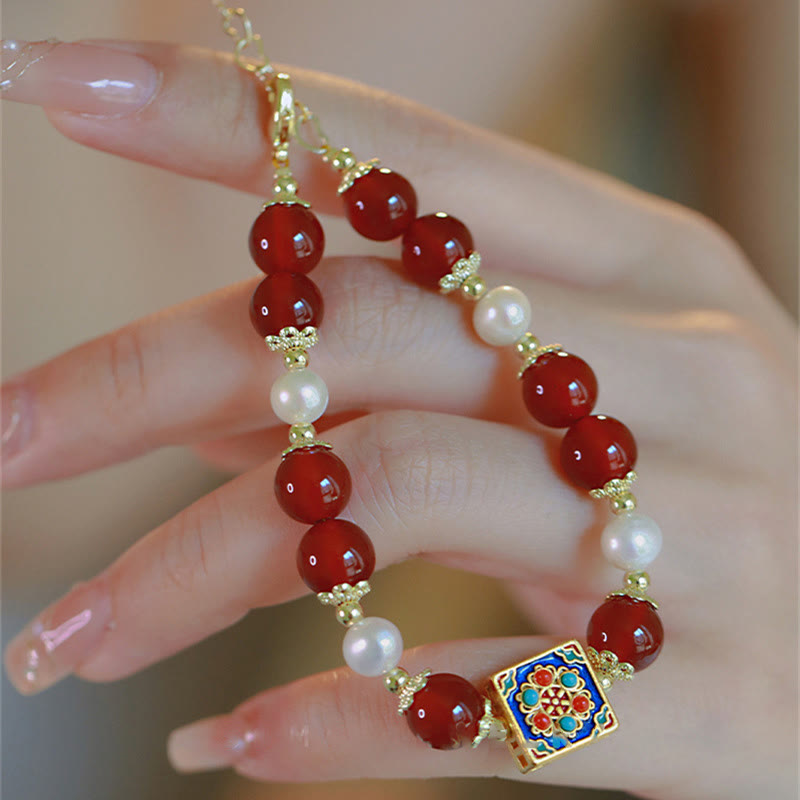 KarmaRipple's Red Agate Pearl Confidence Self-acceptance Bracelet p2